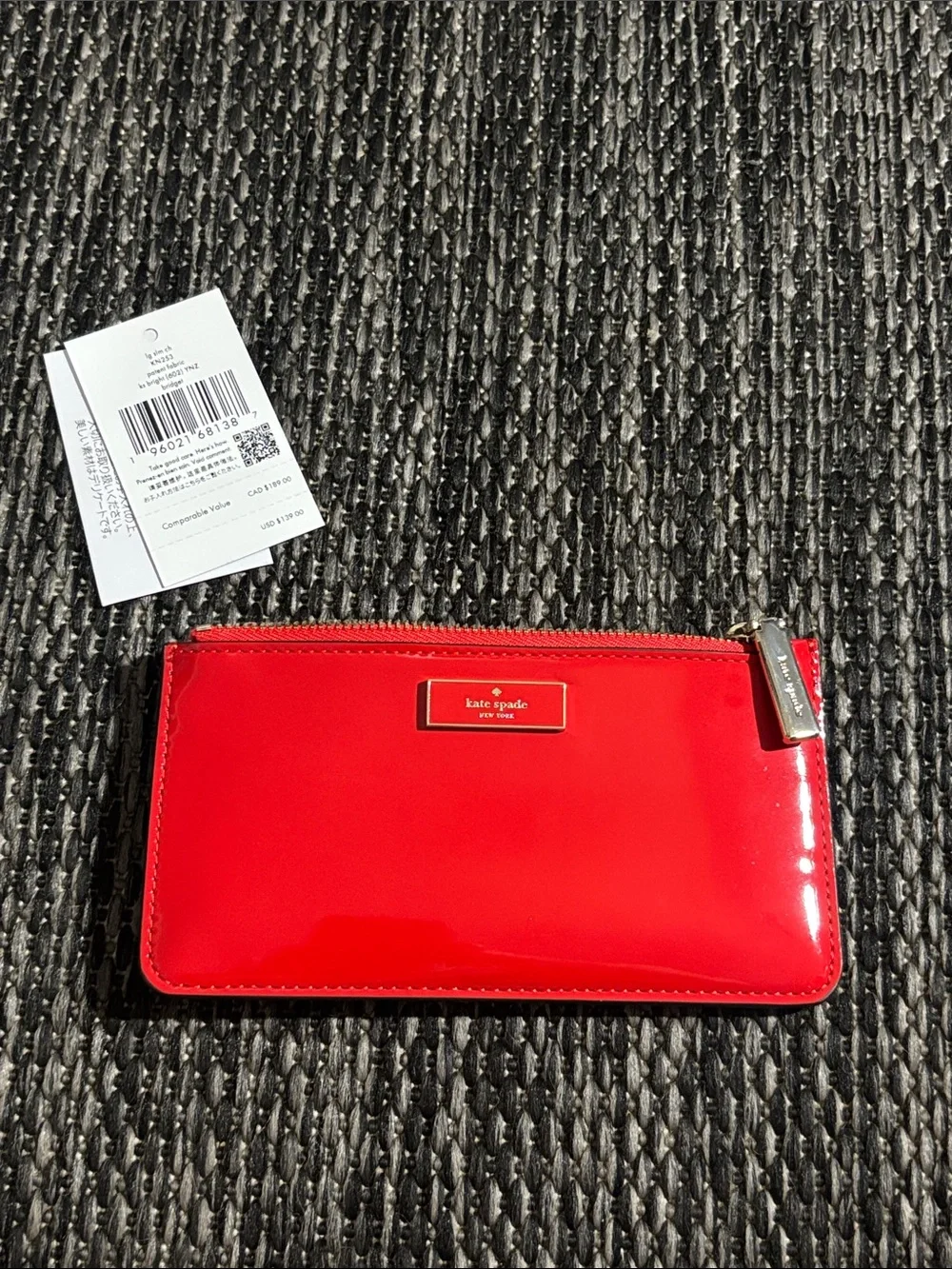 Kate Spade Bridget Patent Large Slim Card Holder in Red NEW